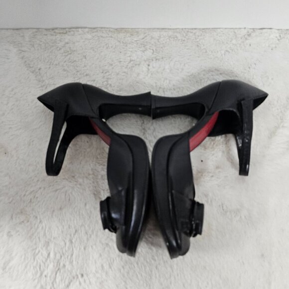 To The Max Black Peep Toe Pinup Punk Retro Ankle Strap Heels Size 6 - Picture 10 of 16